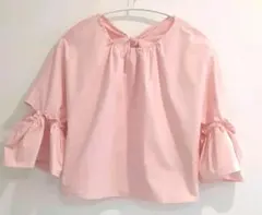 ◎新品未使用◎ZARAザラ ペールピンク ベルスリーブ リボンブラウス M