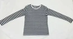 無印 ボーダーロンＴ チャコールグレー