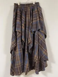 ジーナシス　イレヘムレイヤードチェックスカート　ブラウン系その他