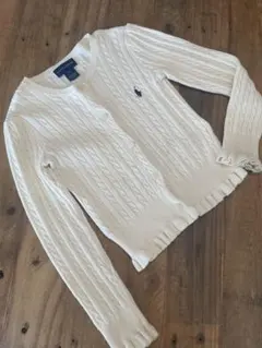 【ポロラルフローレン】アイボリーケーブルニットカーディガン5years110cm