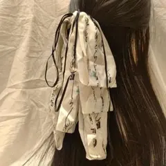 ヘアアクセサリー リボン付きバンスクリップ 漢字柄 和風③