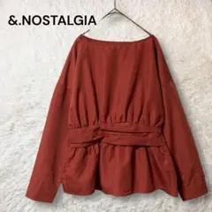 &.NOSTALGIA ウエストマーク ボートネックブラウス 綿混 赤茶色 M