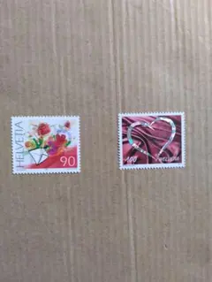 外国（スイス）のグリーティング切手　未使用2種