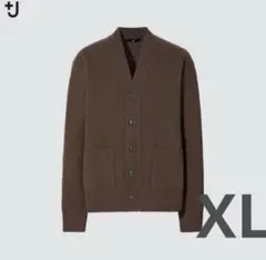 +J ブラウン カーディガン　XL プレミアムラム　プラスジェー