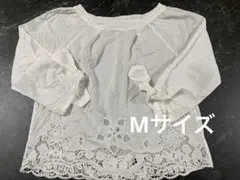 良品✨ホワイトレース七分袖ブラウス M