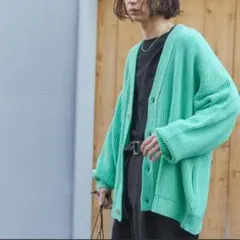 お値下☆WEGO ルーズシルウェットカーディガン 緑