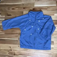 プティマイン ウィンドブレーカー 80cm くすみブルー 星柄 フード収納可