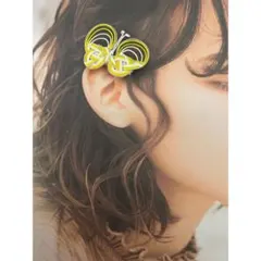 蝶々のヘアクリップ　髪飾り　水引アクセサリー　イエロー（グラデーション）