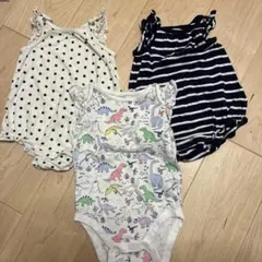 BODY CAP 水玉・ストライプ・恐竜ロンパースセット 12-18ヶ月