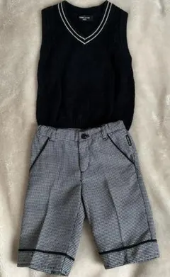 【COMME CA ISM】　黒白チェックショートパンツセット