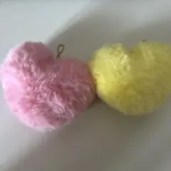 ピンク 黄色 ハートキーホルダー