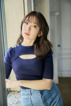 Cutout Ribbed Stretch-Knit Top Herliptoのサムネイル