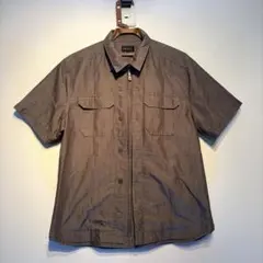 [美品】TAKAQ MALE&Co. 半袖シャツ ジップアップ ブラウンのサムネイル
