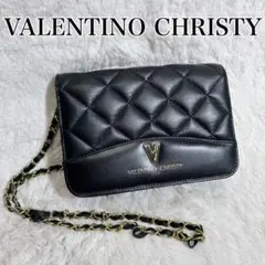 【美品】VALENTINO CHRISTY ブラックショルダーバッグ