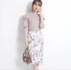 アプワイザーリッシェ　レースプリントタイトスカート