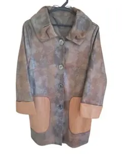 ブラウン フェイクレザー風 ロングコート 【ヴィンテージ風】