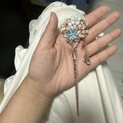 花モチーフ かんざし ローズゴールド