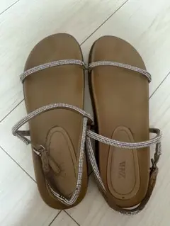 ZARA ブラウン ストラップサンダル