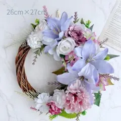 FlowerKitchen sewing✳️フラワーリース✳️3点❤️玄関リース☆フラワーアレンジ☆造花＊ 季節のリース 造花 おしゃれ 玄関 2026 リース Mサイズ フラワー・リース