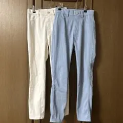 ユニクロスキニーパンツ 2本セット ホワイト・ライトブルー　ストレッチ素材
