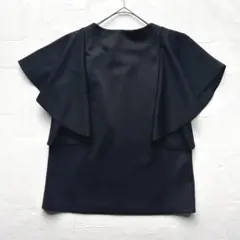 【美品】CELFORD ラッフルフリルカットトップス　36 ブラック 半袖のサムネイル