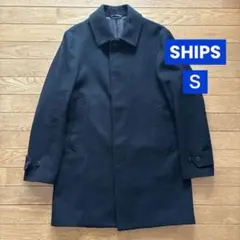 SHIPS カシミヤ混イタリア生地のハーフコート S 黒 ステンカラー