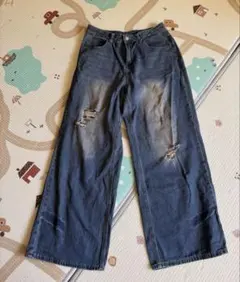 Dazy ダメージデニムパンツ XL ダークブルー