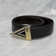 Valentino マリオ バレンチノ ブラックレザーベルト 三角バックル 本革のサムネイル