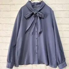 OFUON le MK ボウタイブラウス（M）パープル 長袖 ジョーゼット 薄手のサムネイル