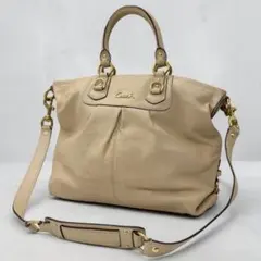 COACH コーチ 2WAY ショルダーバッグ オールレザー ベージュ15445 