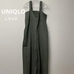 美品UNIQLOリネンブレンドサロペットオリーブＬサイズ