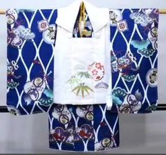 新品未使用 タグ付 七五三 男児用 被布セット 青×白 前撮り 家族写真のサムネイル