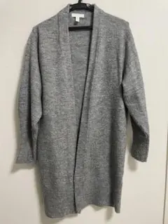 H&M グレー 長袖 ロングカーディガン オープンフロント