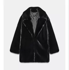 タグ付き新品★ZARAのフェイクファーコート★Lサイズ★ブラック色★完売商品