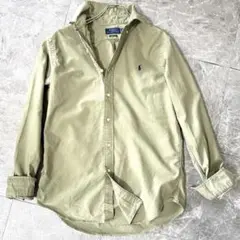 POLO RALPH LAUREN 長袖シャツ QR刺繍ロゴ M相当カーキ