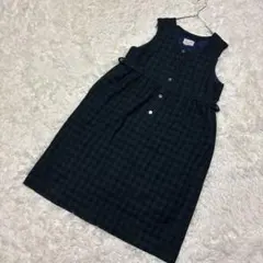 Familiar ノースリーブワンピース グリーン・ネイビーチェック　レディース