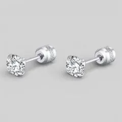 2way ネジ式　シルバーピアス　CZ ジルコニア【両耳セット】