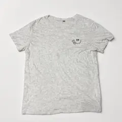 SHEIN スマイルプリント 半袖Tシャツ グレー