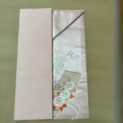帯 薄いピンク 牡丹柄刺繍　しつけ糸付き　金糸銀糸