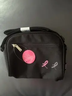 リボン刺繍 ブラックショルダーバッグ