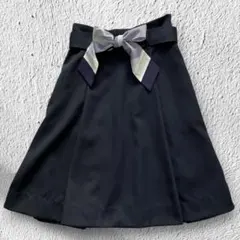 ブルーレーベルクレストブリッジ✨フレアスカート 38 リボン ブラック