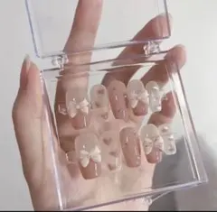 ネイルチップ ワンホン リボン 韓国 量産 地雷 ウィッシュコア オフィス