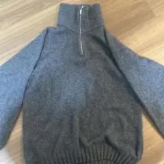 ハーフジップセーター　グレー　カシミヤ100