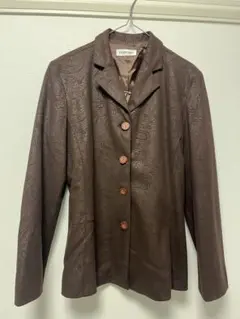 ブラウン ペイズリー柄 テーラードジャケット