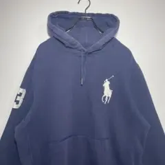 ポロラルフローレン　パーカー　サイズLL　フーディー　ビッグポニー　90s　古着