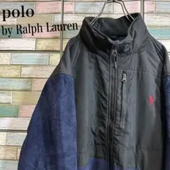 ポロバイラルフローレン　フリースジャケット　ナイロン切り替えワンポイント刺繍ロゴ