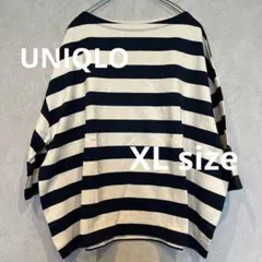 UNIQLO ストライプ柄五分袖トップス　XL レディース　Tシャツ