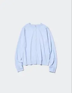 UNIQLO UVカットクルーネックカーディガン ライトブルー Ｌ