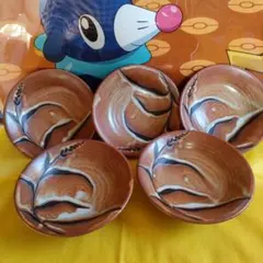 ※@58）陶器の手描き皿 5枚セット