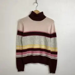 00s タートルネックニットセーター ボーダー アンゴラ vintage Y2Kのサムネイル